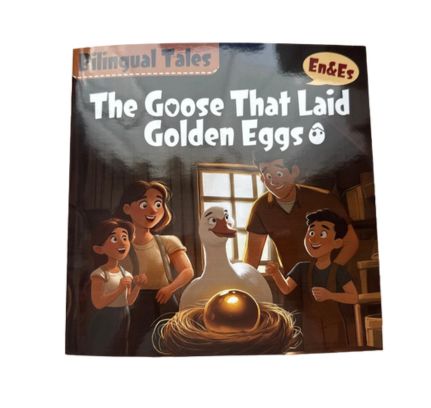 Dwujęzyczna książka- angielski, hiszpański. The goose that laid golden eggs