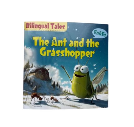 Dwujęzyczna książka- angielski, hiszpański. The ant and the grasshopper