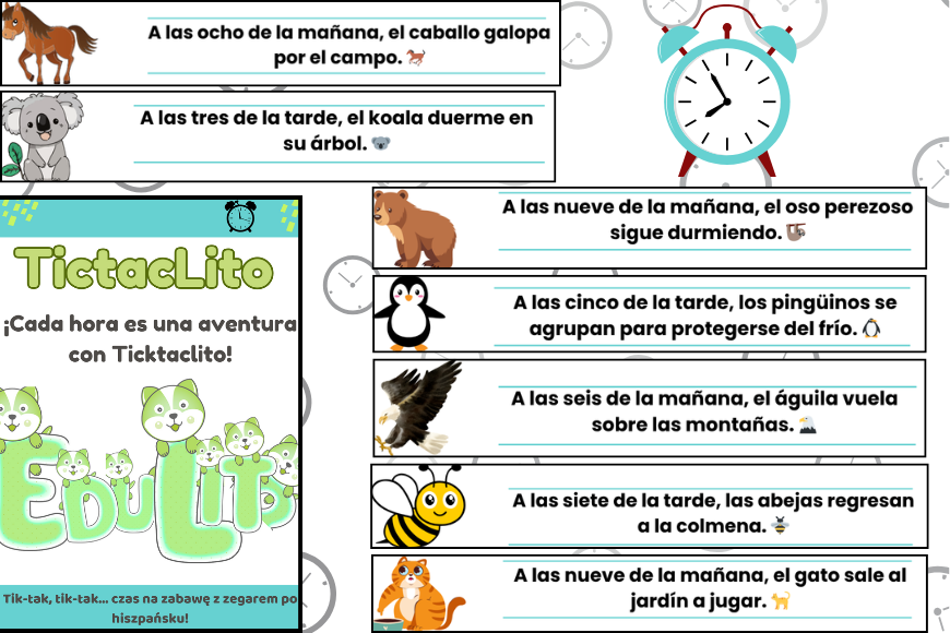 El horario de los animales — plan dnia zwierząt po hiszpańsku