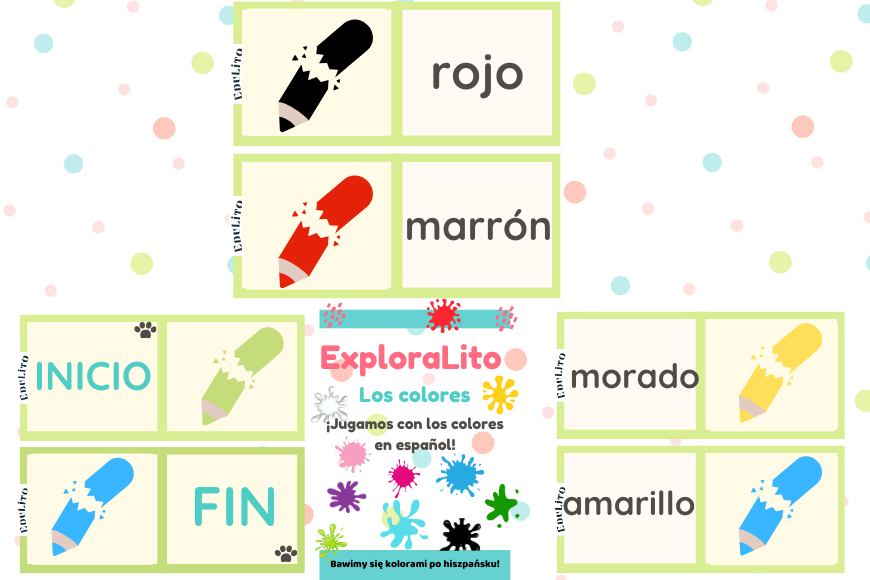 Kolory po hiszpańsku – Gra Domino (3 wersje)