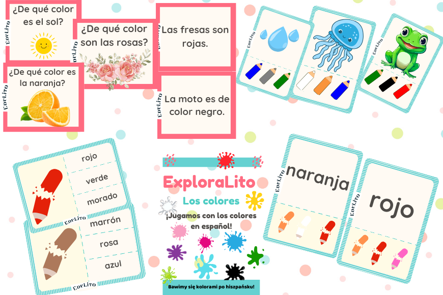 Kolory po hiszpańsku – quizy i pytania (4 wersje)