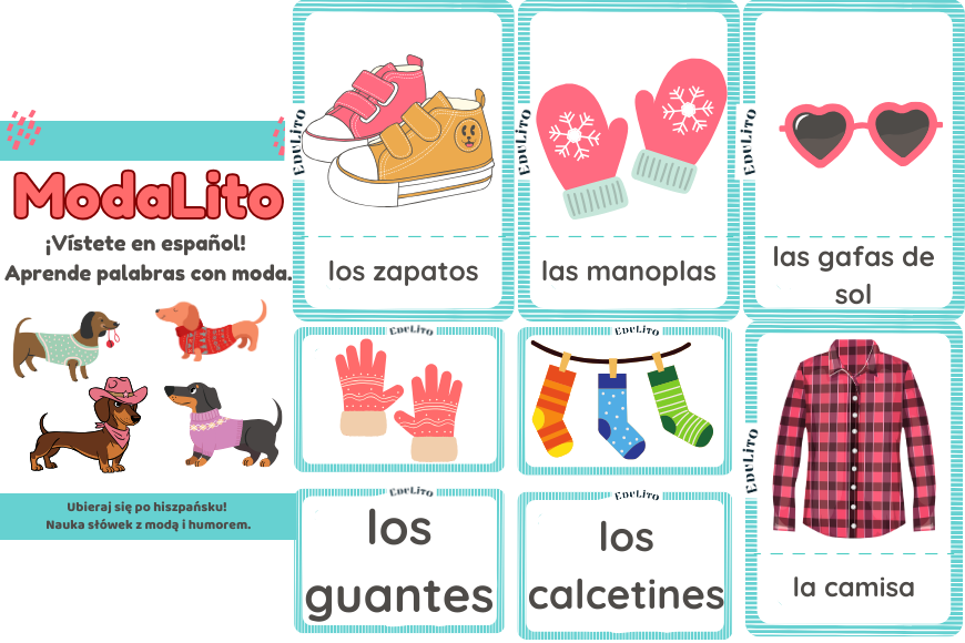 Ubrania - fiszki (2 wersje)