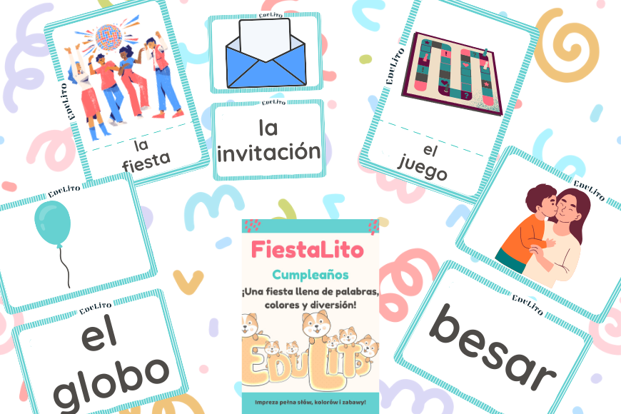 Urodziny po hiszpańsku – Zestaw Fiszek do Druku (2 wersje)