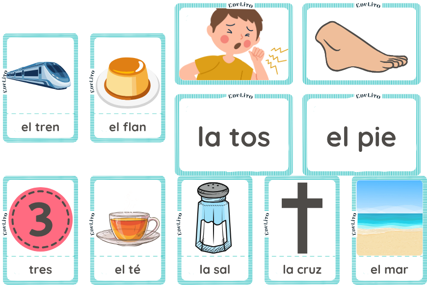 Wyrazy jednosylabowe - fiszki (2 wersje)